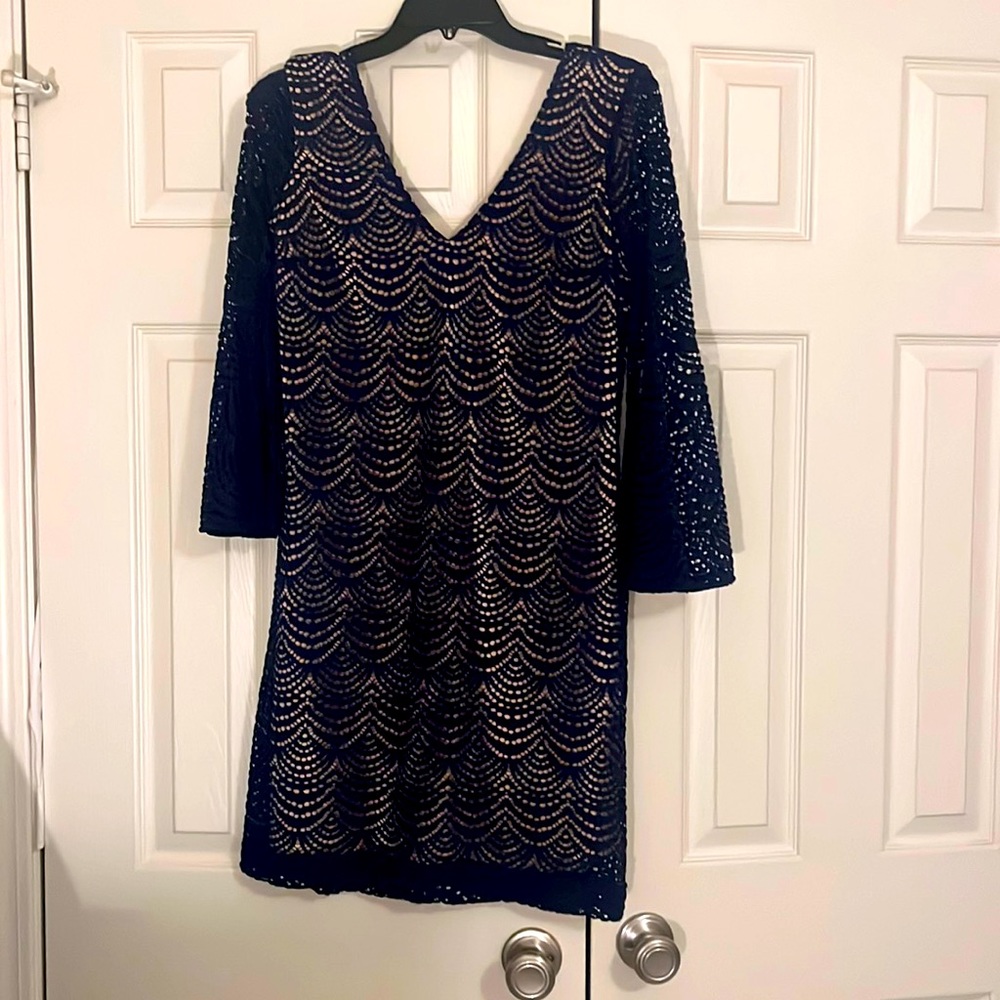Lilly Pulitzer navy lined lace dress